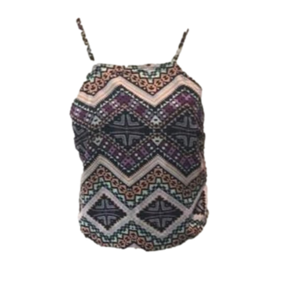 Express Multicolor Geometric Crop Top